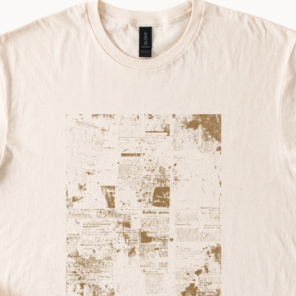 LIES Grunge Collage Graphic Tee Distressed Newspaper Art